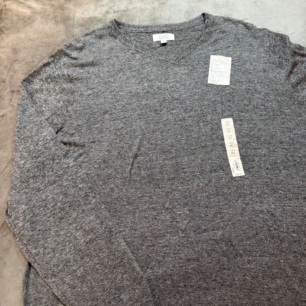 Croft & Barrow Men's Dark Heather Gray V-Neck Easy Care Sweater XXL